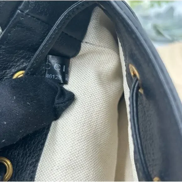 Women's Gucci OPHIDIA blue velvet bucket bag with leather trim, and web stripe - Picture 13 of 16